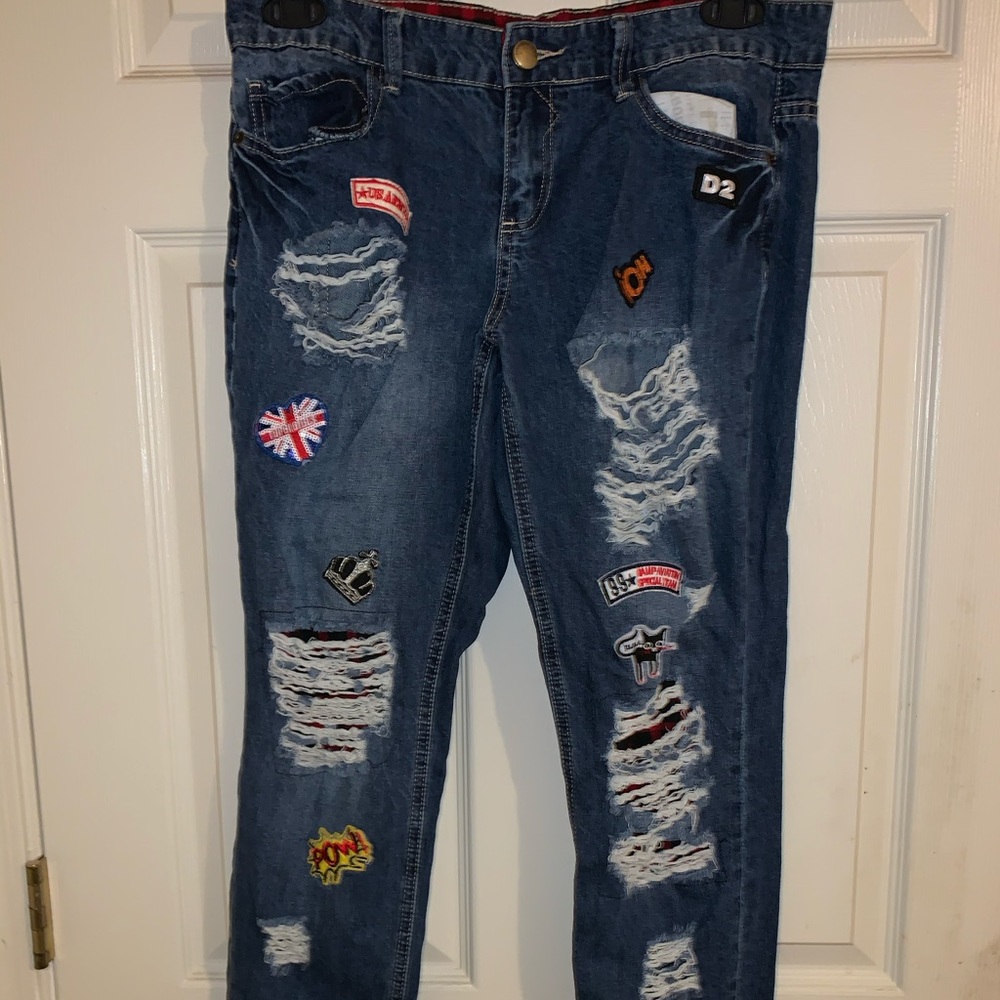 Patched & ripped jeans